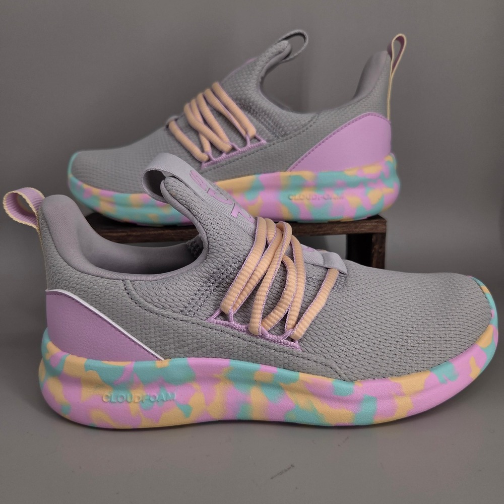 Adidas Lite Racer Adapt 7.0 Sneaker Kids 3.5 Grey Pastel Camo Athletic Shoes